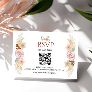 Rustic Bohemian Floral Wedding Reception RSVP Card