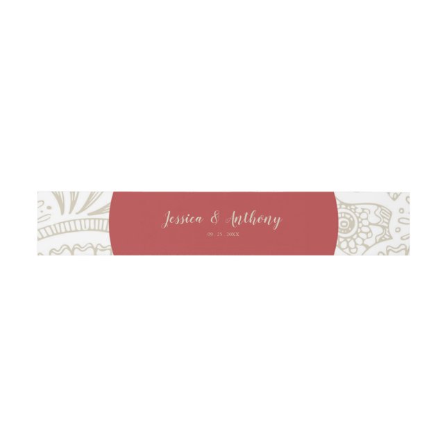 Rustic Bohemian Mahogany Wedding Suite Belly Band Invitation Belly Band (Flat)