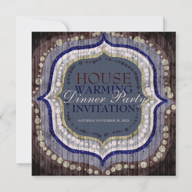 Rustic Bohemian New Home Dinner Party Invitation (Front)
