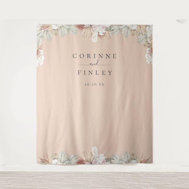 Rustic Bohemian Oasis Frame Photo Backdrop Tapestry (Front)