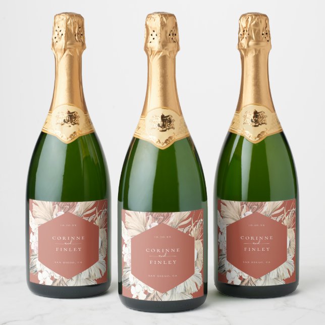 Rustic Bohemian Oasis Frame Sparkling Wine Label (Bottles)