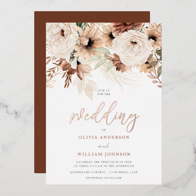 Rustic Bohemian Terracotta Rose Gold Wedding (Front/Back)