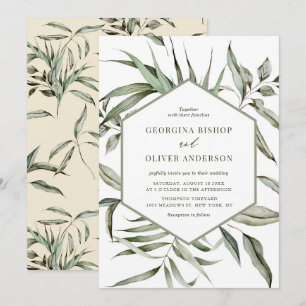 Rustic Bohemian Watercolor Greenery Autumn Wedding Invitation