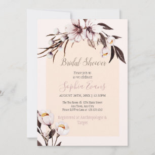 Rustic Bohemian White & Cream Floral Bridal Shower Invitation