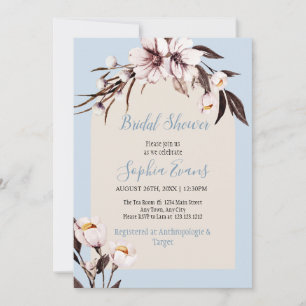 Rustic Bohemian White & Cream Floral Bridal Shower Invitation