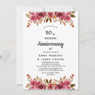 Rustic Boho 50th Anniversary Invitation