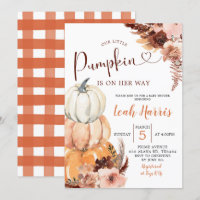 Rustic Boho A Little Pumpkin is On The Way Invitat