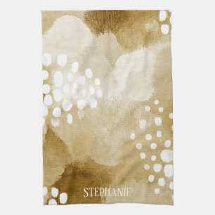 Rustic Boho Abstract Textured Pattern -Earthy Tone Kitchen Towel