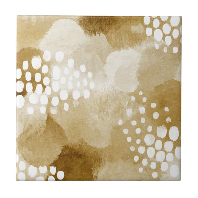 Rustic Boho Abstract Textured Pattern -Earthy Tone Tile (Front)