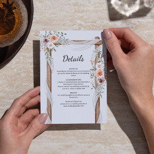 Rustic Boho Arch Watercolor Floral Wedding Enclosure Card