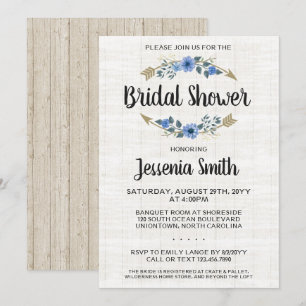 Rustic Boho Arrows Floral Bridal Shower Invitation