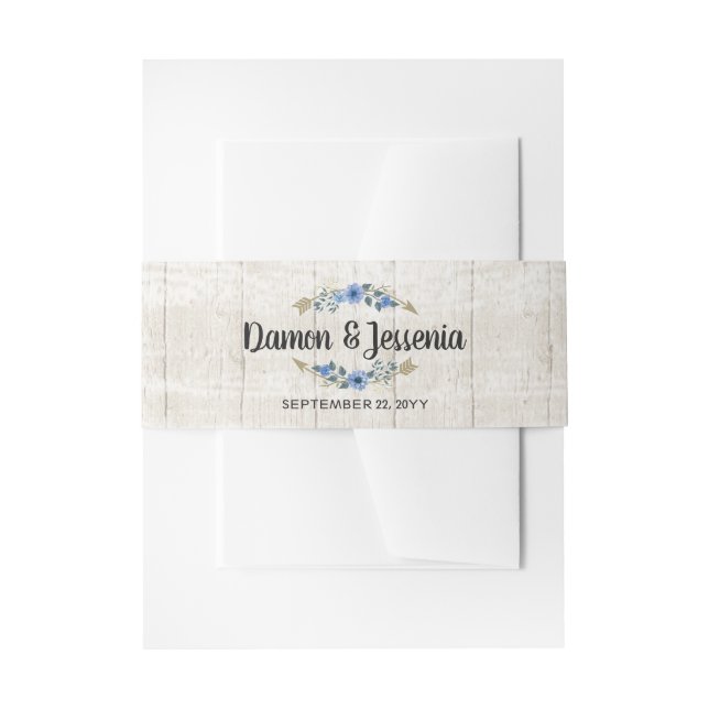 Rustic Boho Arrows & Floral Wedding Invitation Belly Band (Front Example)