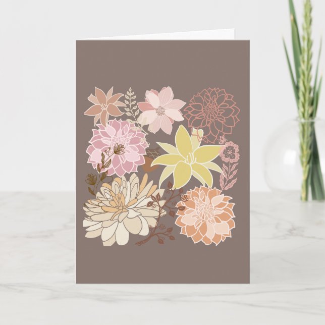Rustic Boho Asphalt Floral Pattern  Card (Front)