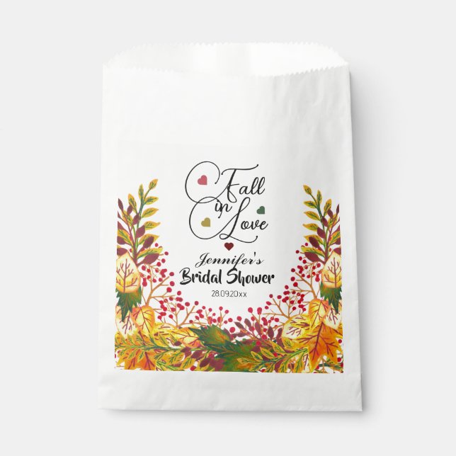 Rustic Boho Autumn Floral Wedding fall in Love Favour Bag (Front)