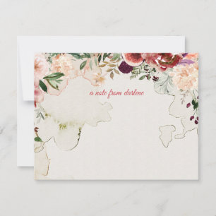 Rustic Boho Autumn Flowers Persimmons Monogram Card