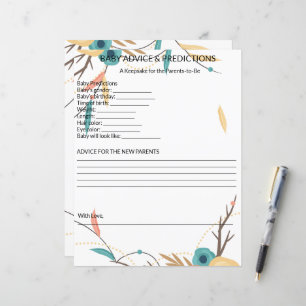 Rustic Boho Baby Shower Baby Advice & Predictions