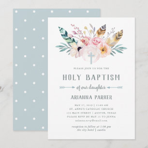 Rustic Boho Baptism Invitation