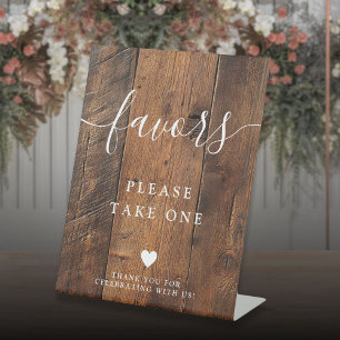 Rustic Boho Barn Wood Favours Pedestal Sign