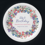 Rustic Boho Berry Summer 21st Birthday Custom Paper Plate<br><div class="desc">Just in time for Summer 2024, our brand new Summer Berry Bliss collection. Red, white and blue patriotic Americana meets rustic Boho Chic. Strawberries, raspberries and blueberries on a white background create a patriotic vibe in this berry botanical design. 5 21st Birthday is written in a playful and casual blue...</div>