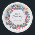 Rustic Boho Berry Summer 21st Birthday Custom Paper Plate<br><div class="desc">Just in time for Summer 2024, our brand new Summer Berry Bliss collection. Red, white and blue patriotic Americana meets rustic Boho Chic. Strawberries, raspberries and blueberries on a white background create a patriotic vibe in this berry botanical design. 5 21st Birthday is written in a playful and casual blue...</div>