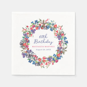 Rustic Boho Berry Summer Custom 60th Birthday Napkin