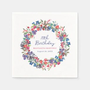 Rustic Boho Berry Summer Custom 70th Birthday Napkin