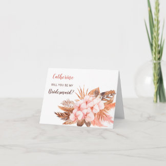 Rustic Boho Blush Pampas Will You Be My Bridesmaid Invitation