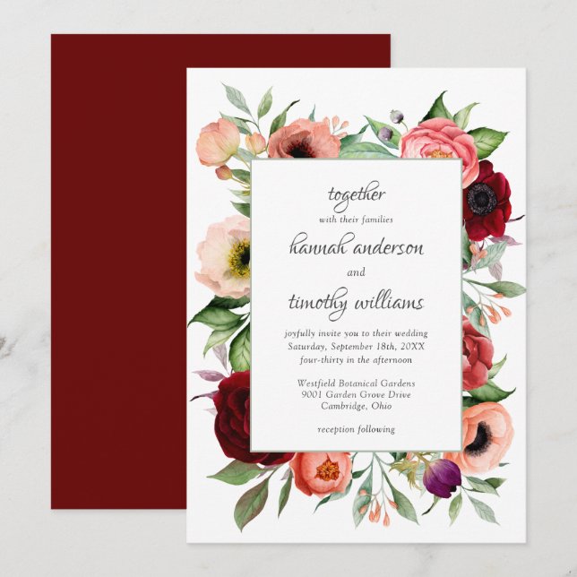 Rustic Boho Botanical Charm Wedding Invitation (Front/Back)