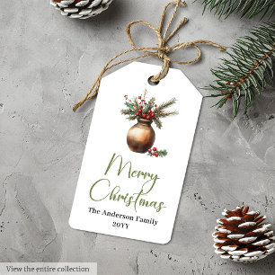 Rustic Boho Botanical Christmas Gift Tag for Kids