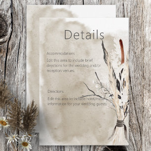 Rustic Boho Bouquet Modern Wedding Details Enclosure Card