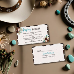 Rustic Boho  Bridal Display Shower  Turquoise Enclosure Card