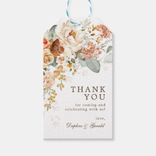 Rustic Boho Burnt Orange Floral Wedding Favours Gift Tags