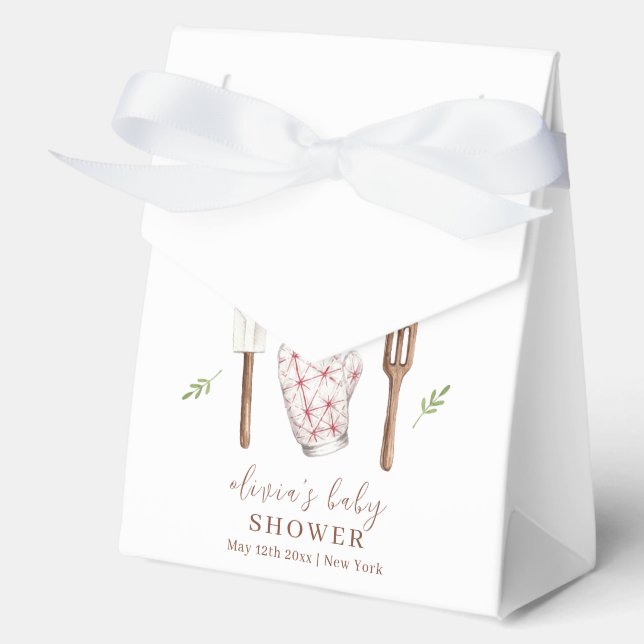 Rustic Boho Chef Kitchen Stuff Baby Shower  Favor Box (Front)