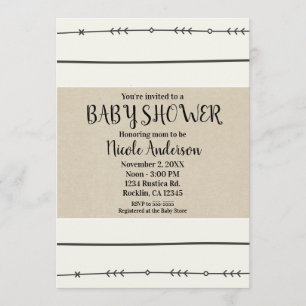 Rustic Boho Chic Baby Shower Modern Kraft Minimal Invitation