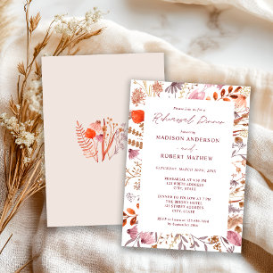 Rustic Boho Chic Bege Wildflowers Rehearsal Dinner Invitation