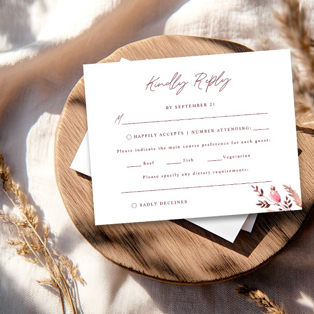 Rustic Boho Chic Fall Wildflower Wedding RSVP Card (Creator Uploaded)