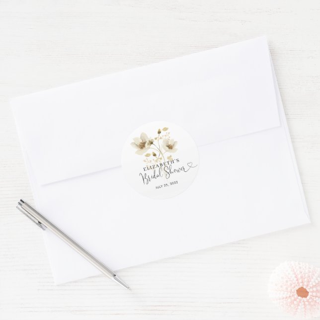 Rustic Boho Chic Floral Wildflowers Bridal Shower Classic Round Sticker (Envelope)