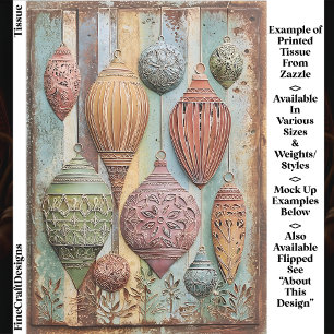 Rustic Boho Chic Holiday Ornaments EA1L Decoupage Tissue Paper