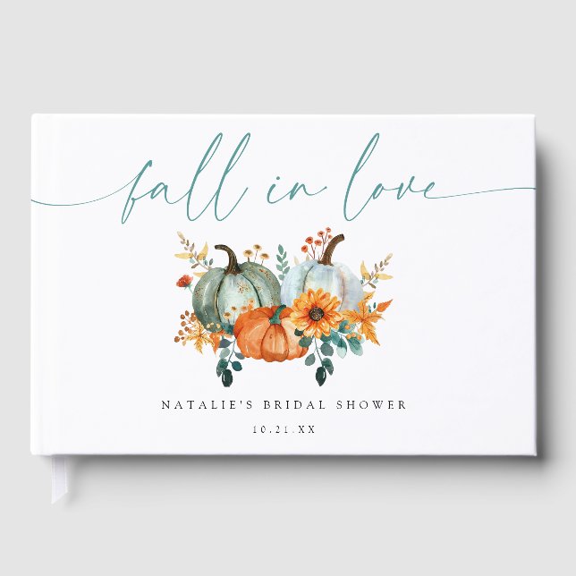 Rustic Boho Chic Pumpkin Fall Bridal Shower Guest Book (Front)