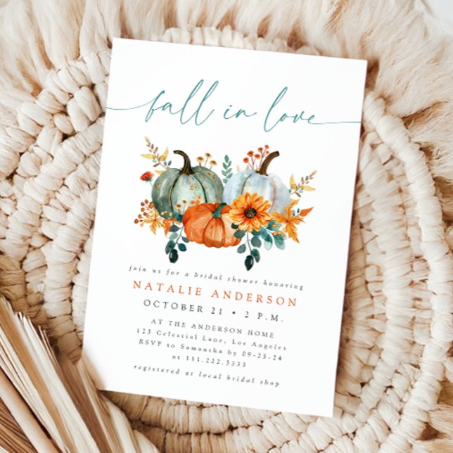 Rustic Boho Chic Pumpkin Fall Bridal Shower Invitation (Creator Uploaded)