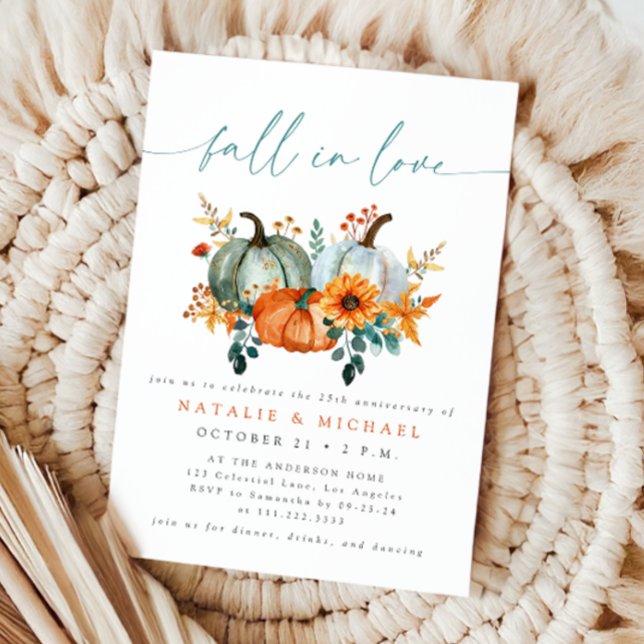 Rustic Boho Chic Pumpkin Fall Wedding Anniversary Invitation (Creator Uploaded)