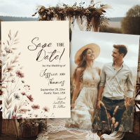 Rustic Boho Chic Wildflowers Photo Back Wedding 