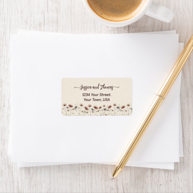 Rustic Boho Chic Wildflowers Wedding Address Label (Insitu)