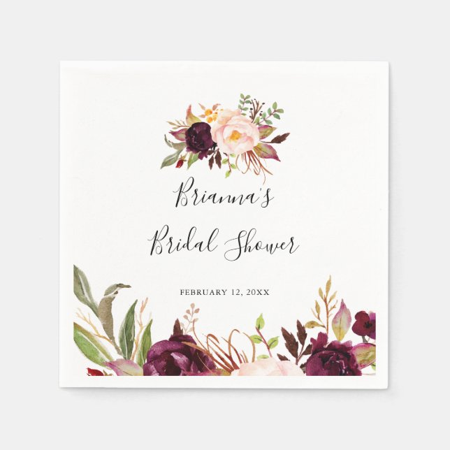 Rustic Boho Colourful Floral Bridal Shower Napkin (Front)