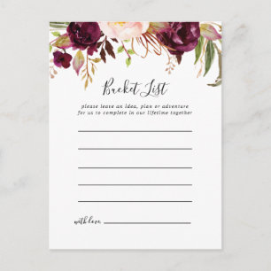 Rustic Boho Colourful Floral Bucket List Cards