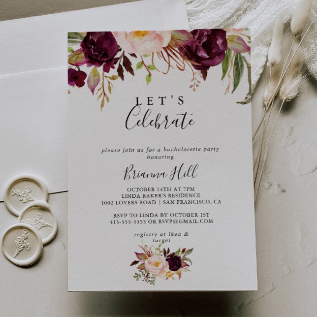 Rustic Boho Colourful Floral Let's Celebrate Party Invitation (Creator Uploaded)