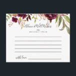 Rustic Boho Colourful Floral Wedding Advice Card<br><div class="desc">This rustic boho colourful floral wedding advice card is perfect for a modern wedding. The design features pink, purple, red, and burgundy watercolor peonies clustered into elegant bouquets with green foliage, inspiring natural beauty. These cards are perfect for a wedding, bridal shower, baby shower, graduation party & more. Personalize the...</div>