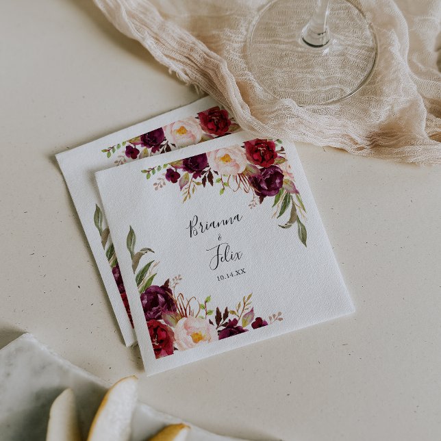 Rustic Boho Colourful Floral Wedding Napkin (Creator Uploaded)