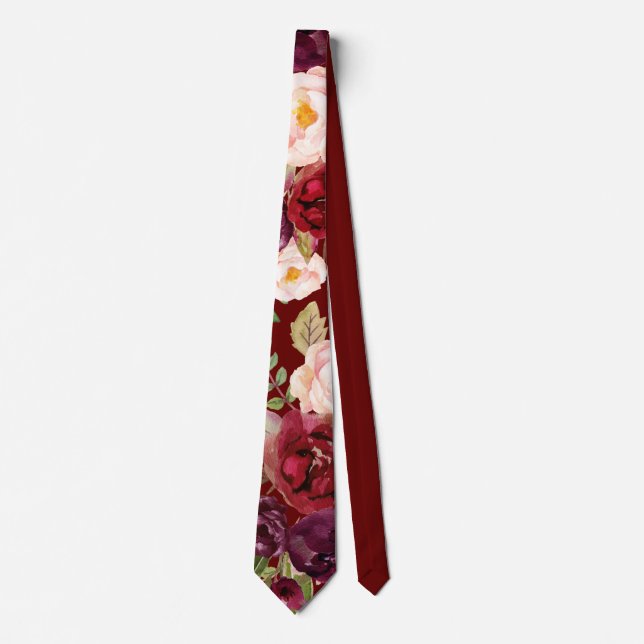 Rustic Boho Colourful Floral Wedding Neck Tie (Front)