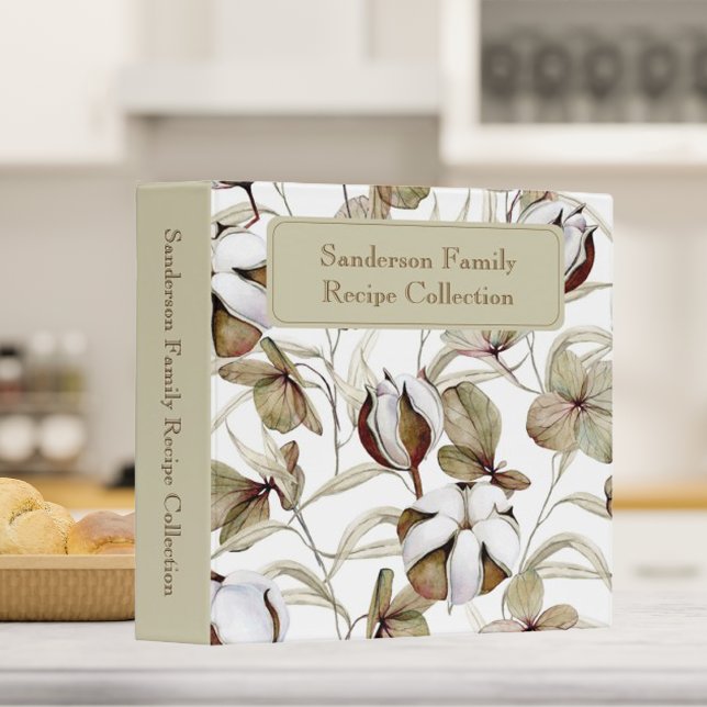 Rustic Boho Cotton & Foliage Neutral Family Recipe Binder (Creator Uploaded)